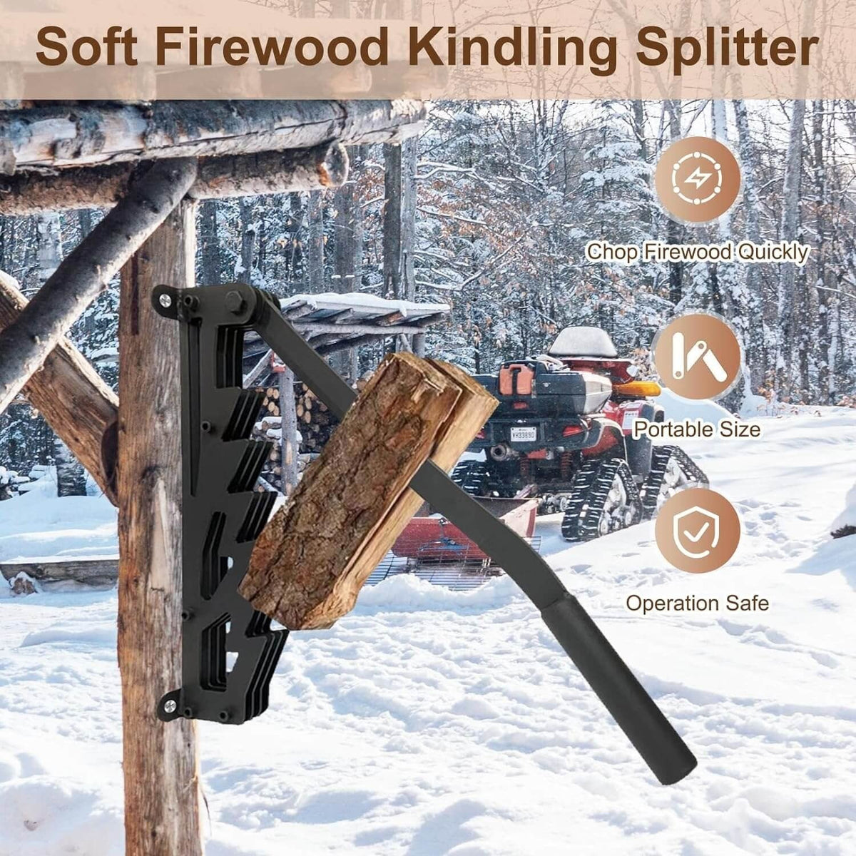 Wall-Mounted Wood Splitter for Kindling with Adjustable Handle