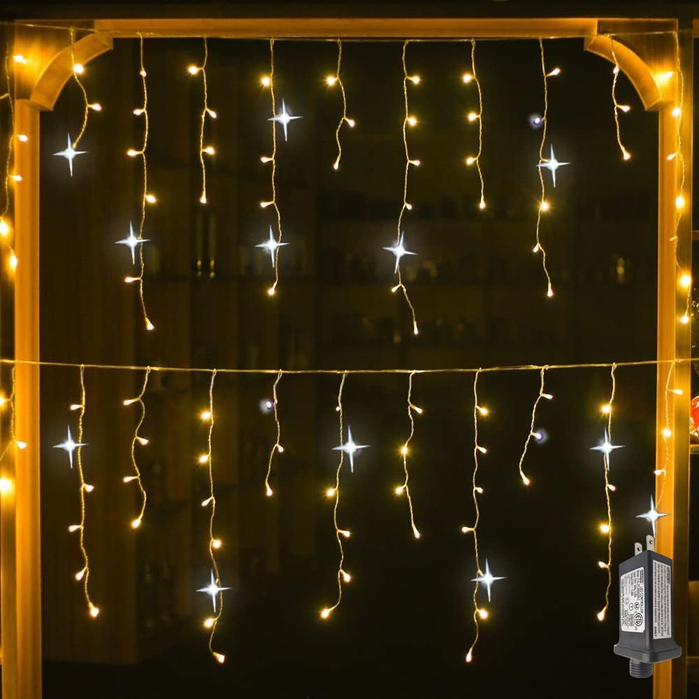 Warm White LED Curtain Lights with Twinkle Effect