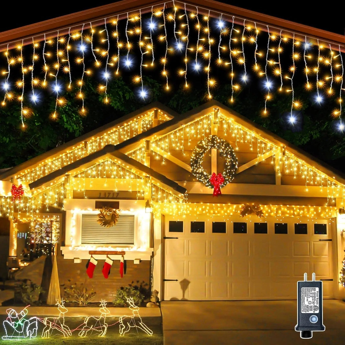 Warm White LED Curtain Lights with Twinkle Effect