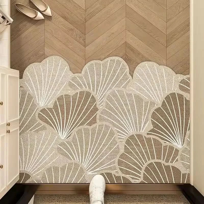 Washable PVC Door Mat with Non-Slip Backing and Geometric Design