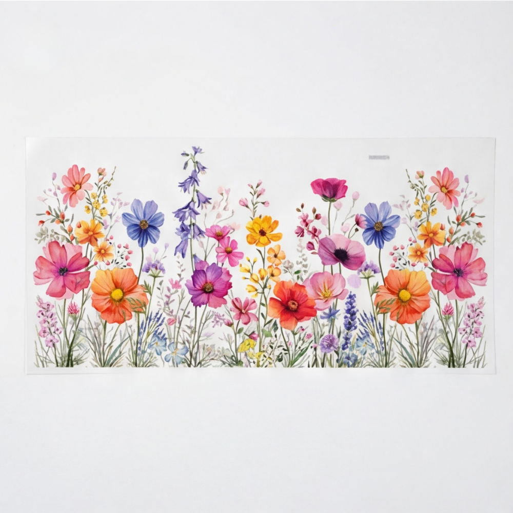 Watercolour Wildflower Window Clings with Double-Sided Printing, 3-Pack