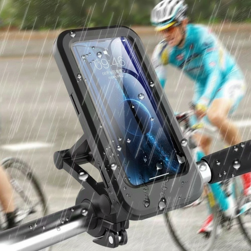 Supporto impermeabile per telefono da bici, rotazione a 360°, supporto per manubrio con protezione touchscreen
