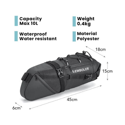 Waterproof Bike Saddle Bag 10L Lightweight Cycling Seat Pack
