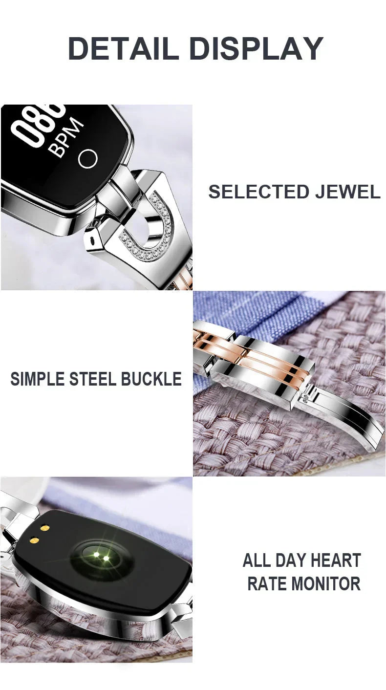 Waterproof Fitness Tracker Smart Bracelet with Heart Rate and Activity Monitoring for Women