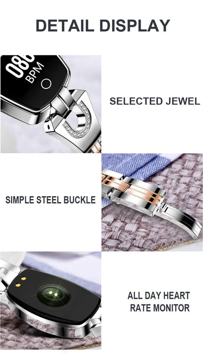 Waterproof Fitness Tracker Smart Bracelet with Heart Rate and Activity Monitoring for Women