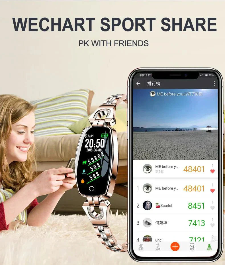 Waterproof Fitness Tracker Smart Bracelet with Heart Rate and Activity Monitoring for Women