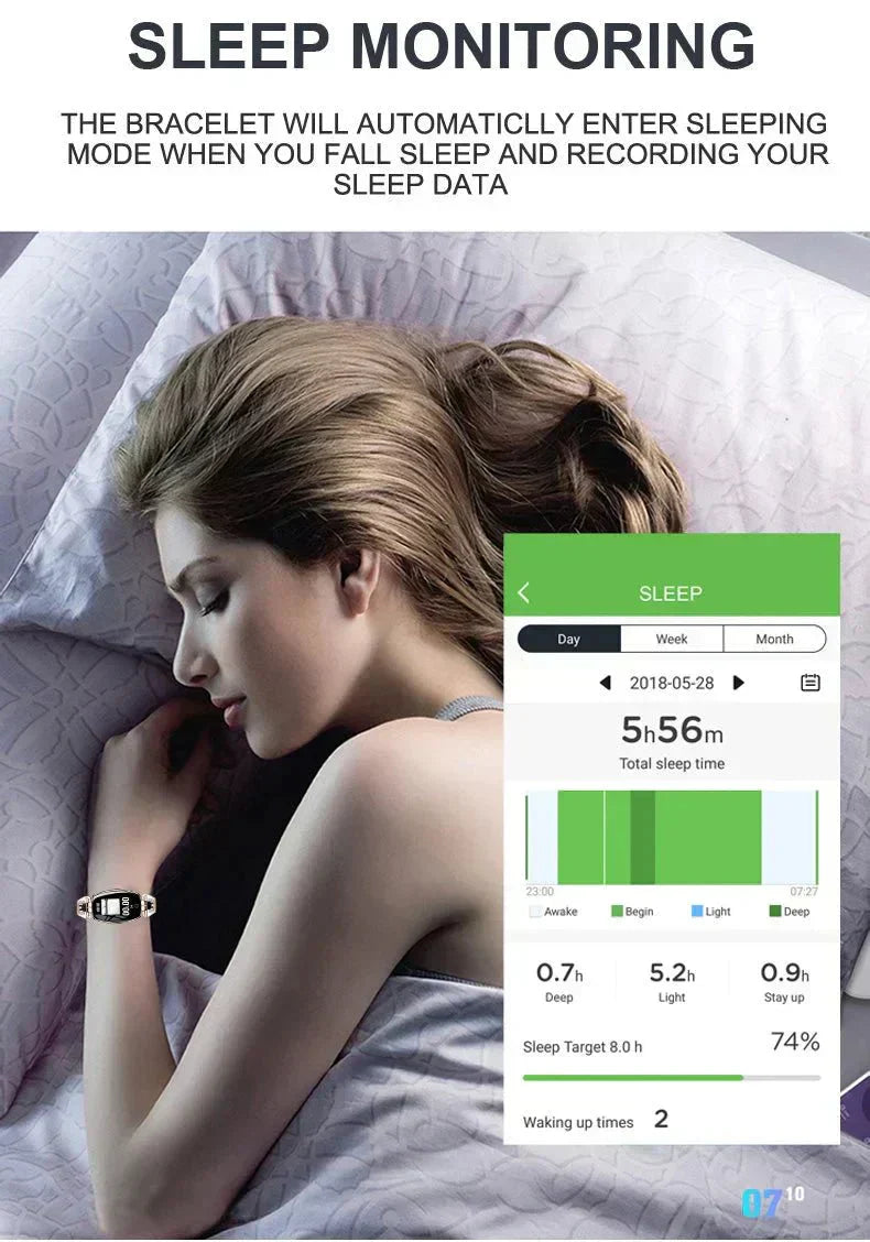 Waterproof Fitness Tracker Smart Bracelet with Heart Rate and Activity Monitoring for Women