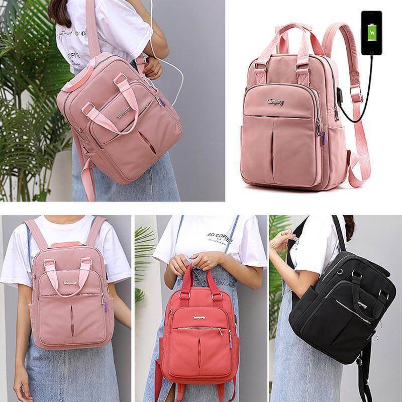 Waterproof Multifunction Backpack with USB Charging Port Durable Travel Work School Bag