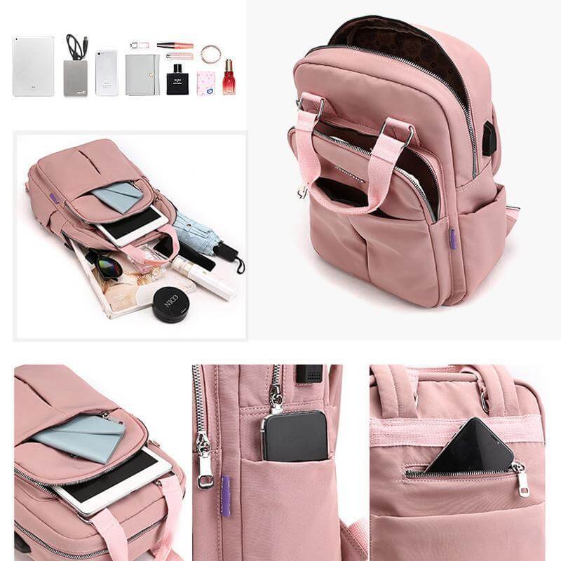 Waterproof Multifunction Backpack with USB Charging Port Durable Travel Work School Bag