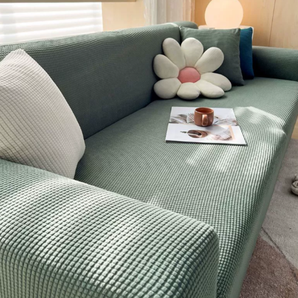 Waterproof Non-Slip Sofa Cover with Ribbed Jacquard Fabric for Pets and Home