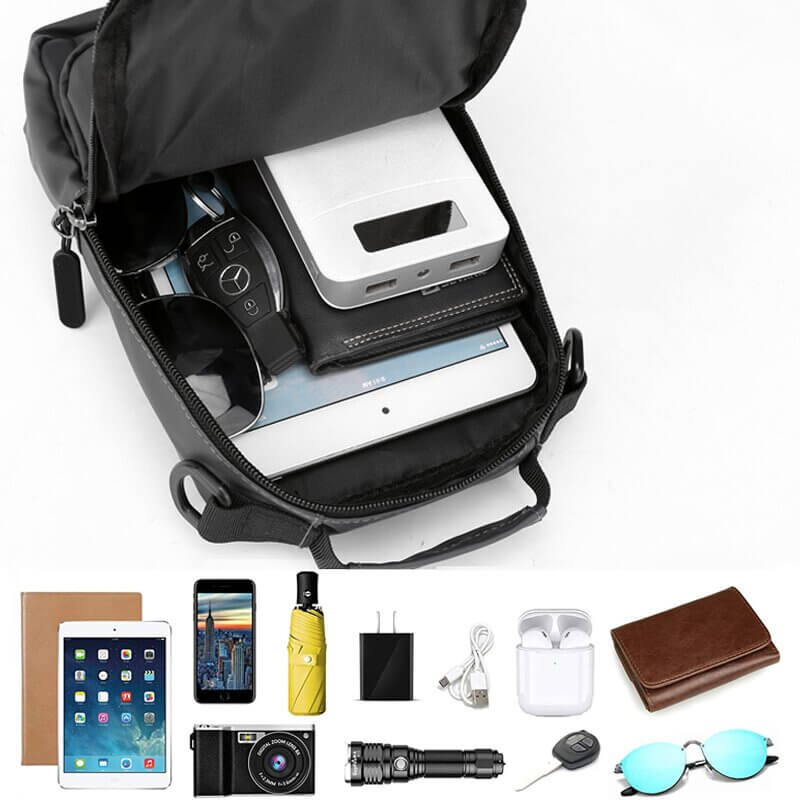 Waterproof Oxford Crossbody Bag Anti Theft Sling with USB Charging