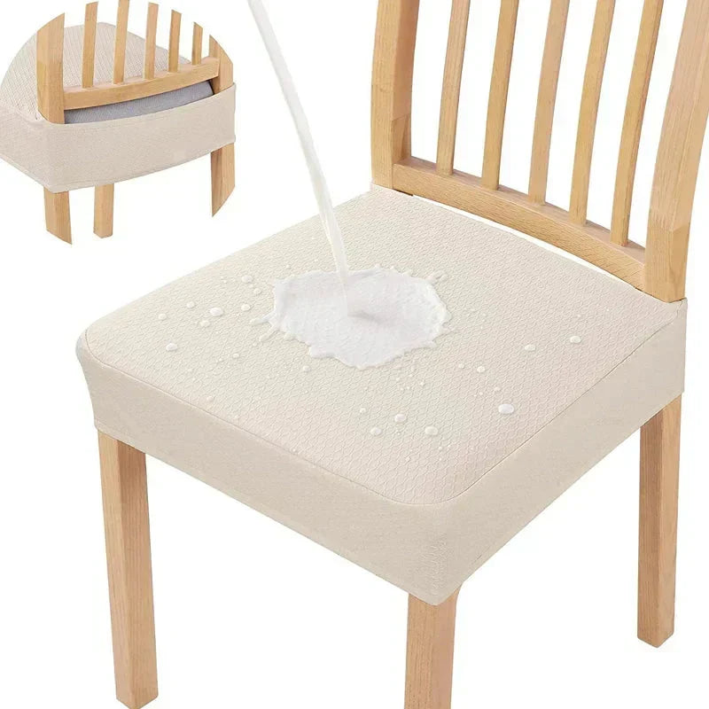 Waterproof Stretch Dining Chair Seat Cover with Jacquard Fabric