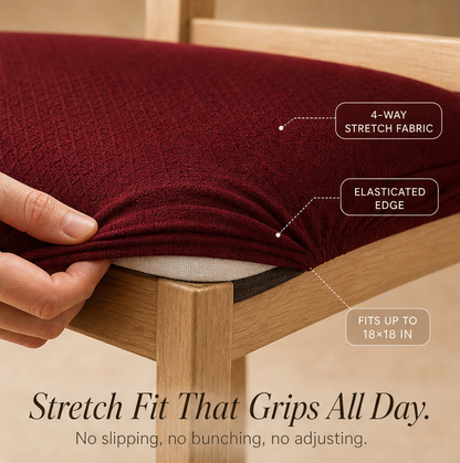 Waterproof Stretch Dining Chair Seat Cover with Jacquard Fabric