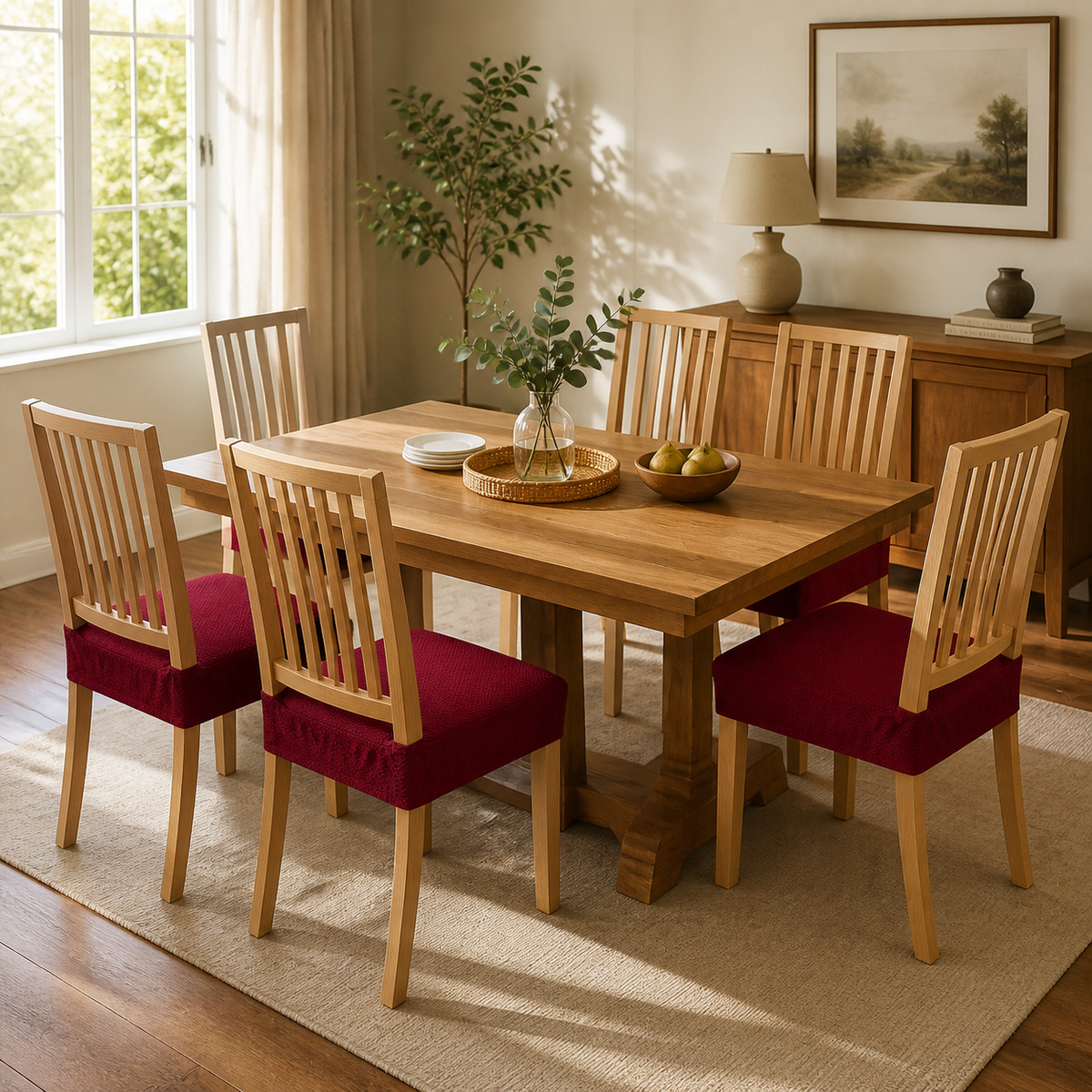 Waterproof Stretch Dining Chair Seat Cover with Jacquard Fabric