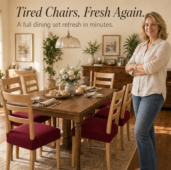 Waterproof Stretch Dining Chair Seat Cover with Jacquard Fabric
