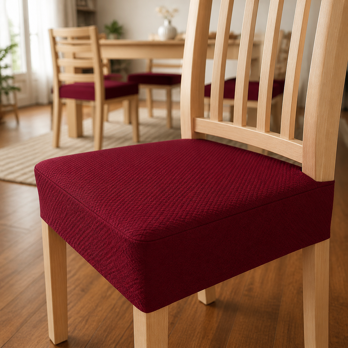 Waterproof Stretch Dining Chair Seat Cover with Jacquard Fabric