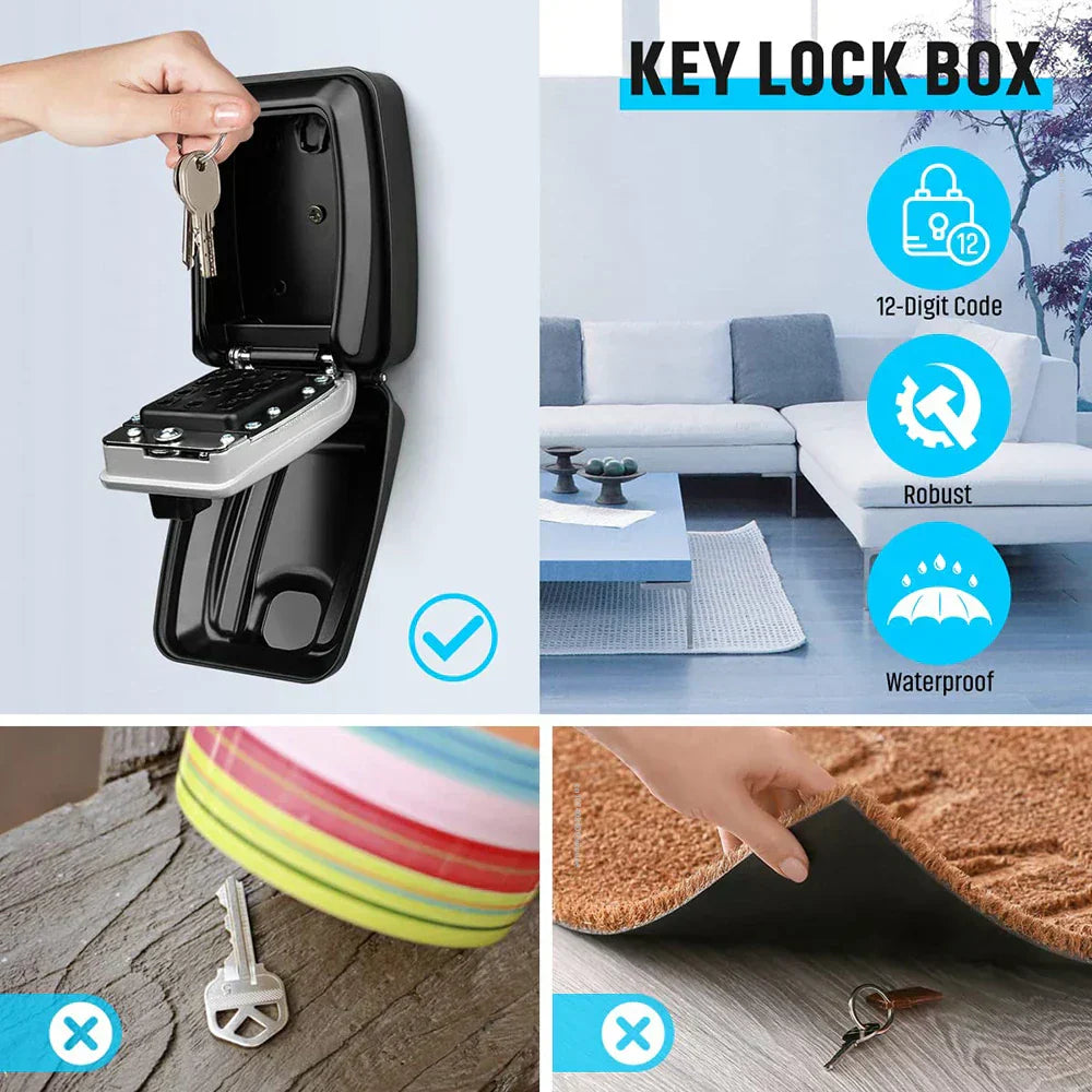 Waterproof Wall Mounted Key Safe Box with Combination Lock for Secure Outdoor Key Storage