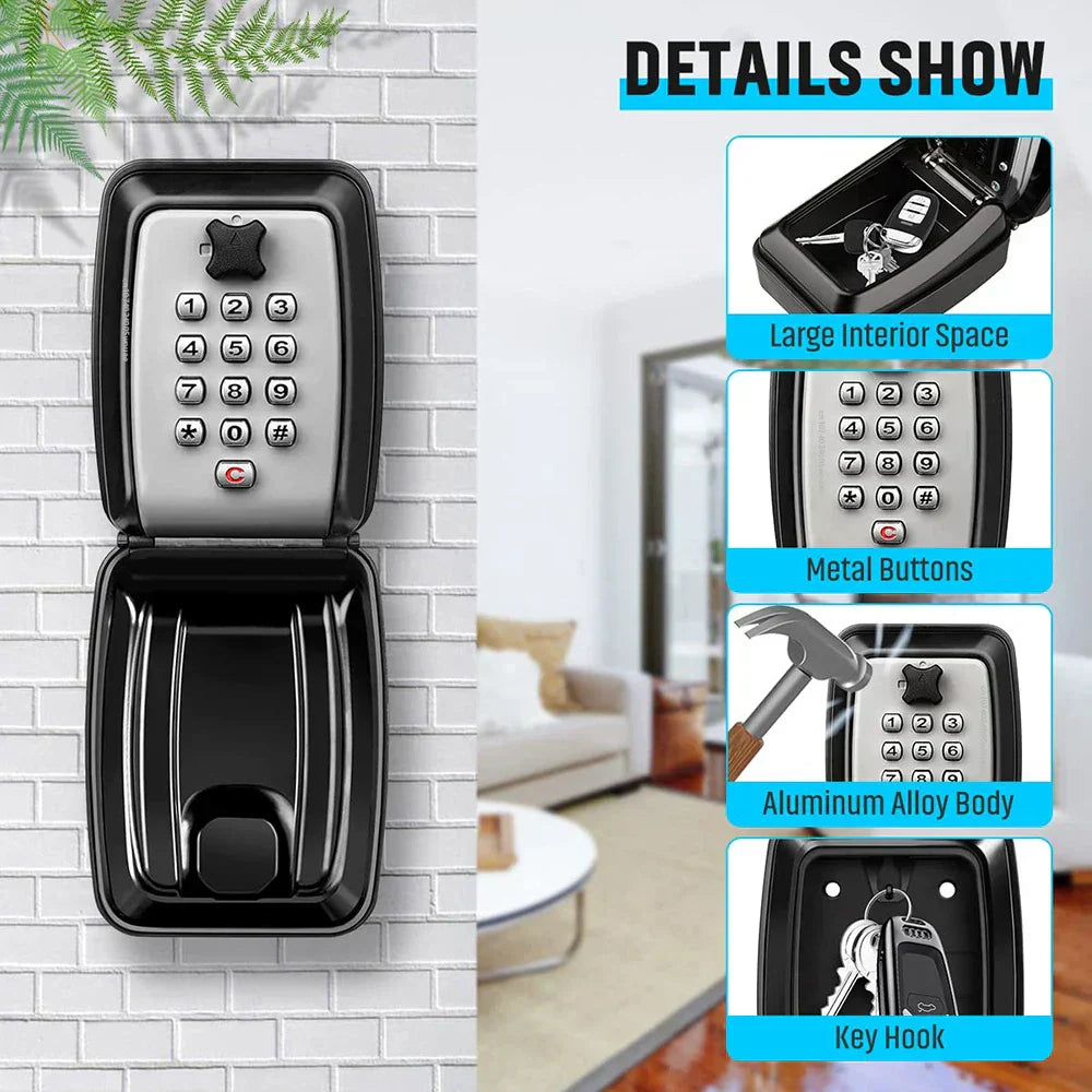 Waterproof Wall Mounted Key Safe Box with Combination Lock for Secure Outdoor Key Storage