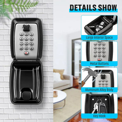 Waterproof Wall Mounted Key Safe Box with Combination Lock for Secure Outdoor Key Storage