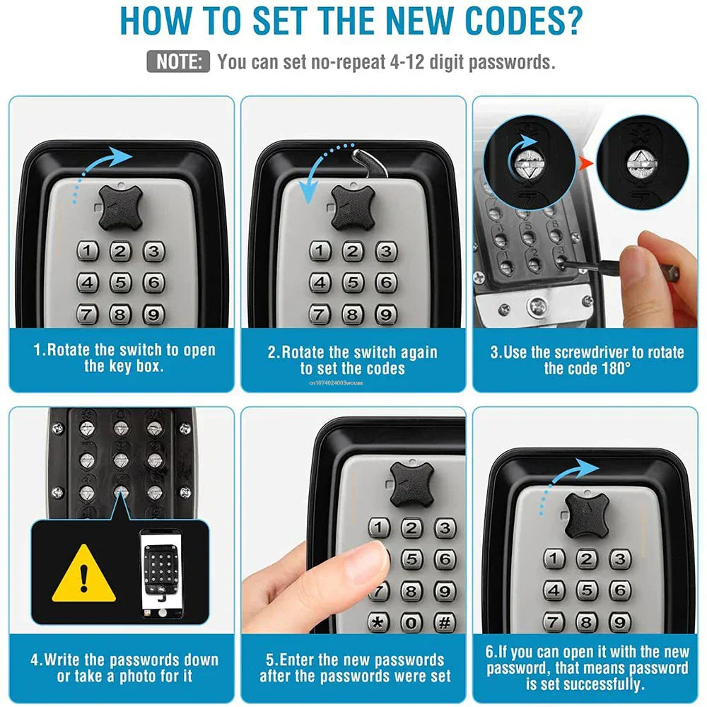 Waterproof Wall Mounted Key Safe Box with Combination Lock for Secure Outdoor Key Storage