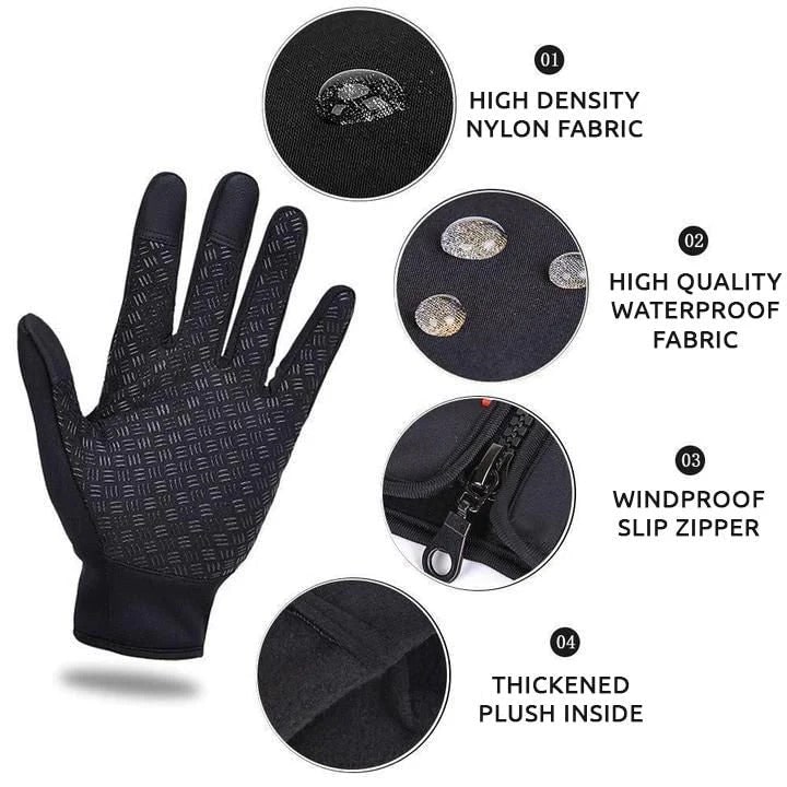 Waterproof Winter Gloves Touchscreen Fleece Lined Thermal Silicone Grip Outdoor