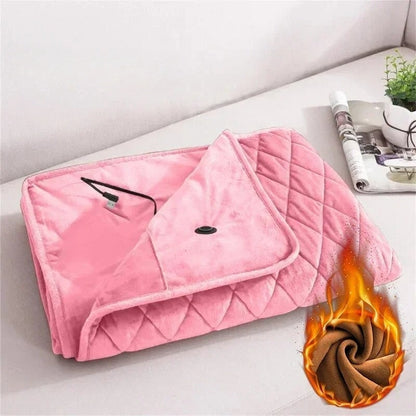 Coperta riscaldante indossabile in morbido pile, alimentata tramite USB, trapuntata, con bottoni a pressione, coprispalle