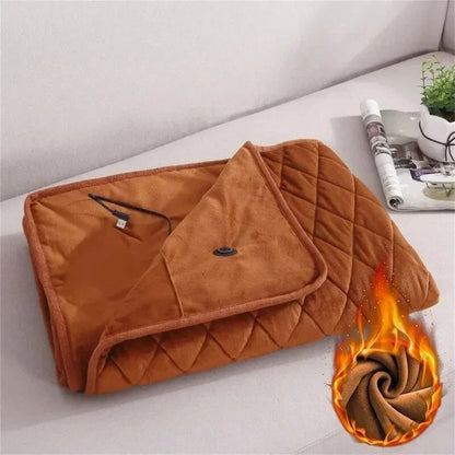 Coperta riscaldante indossabile in morbido pile, alimentata tramite USB, trapuntata, con bottoni a pressione, coprispalle