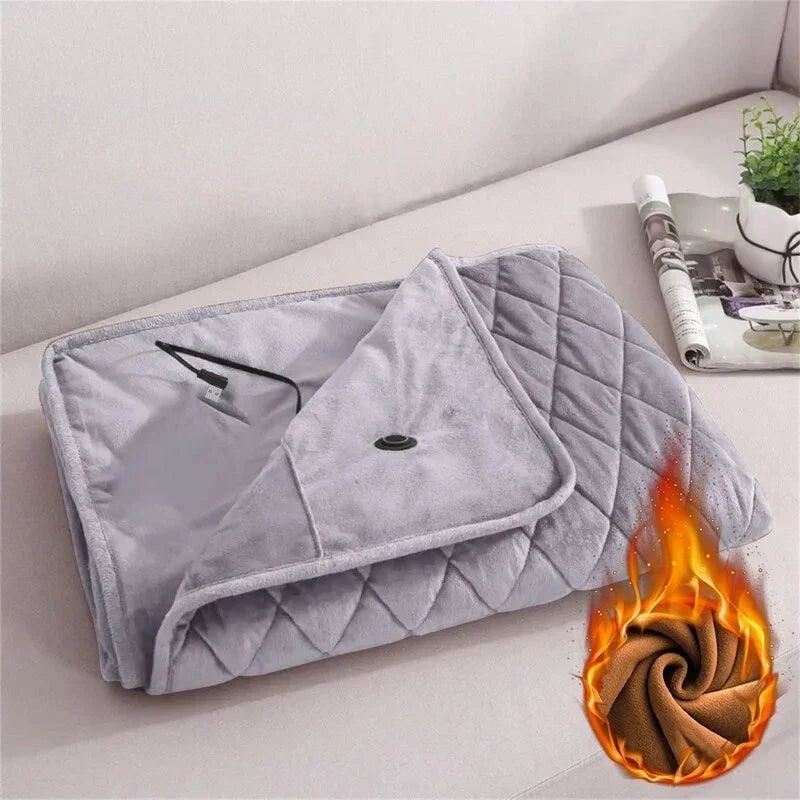Coperta riscaldante indossabile in morbido pile, alimentata tramite USB, trapuntata, con bottoni a pressione, coprispalle
