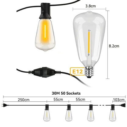 Weatherproof Outdoor LED String Lights Garden Patio Decor