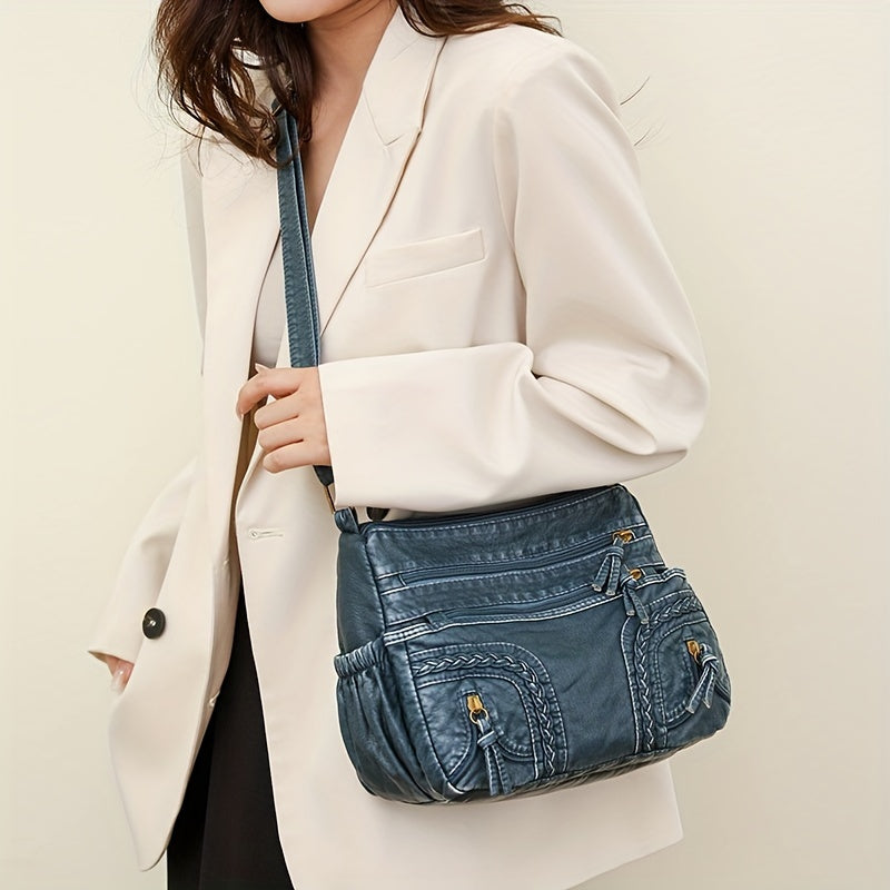 WeaveStyle Woven Shoulder Bag Elegant Lightweight Spacious Everyday Handbag