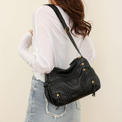 WeaveStyle Woven Shoulder Bag Elegant Lightweight Spacious Everyday Handbag