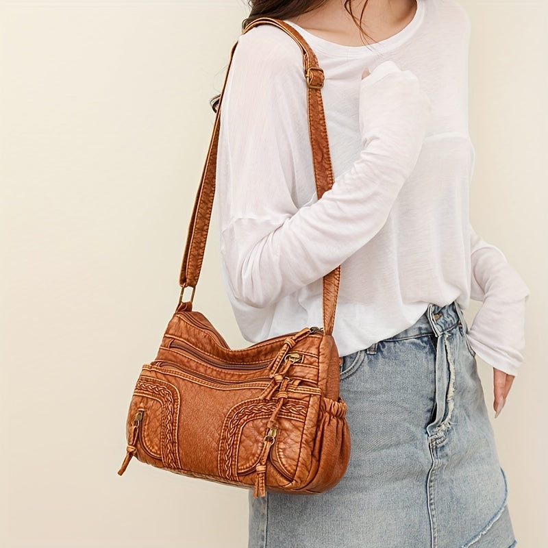 WeaveStyle Woven Shoulder Bag Elegant Lightweight Spacious Everyday Handbag