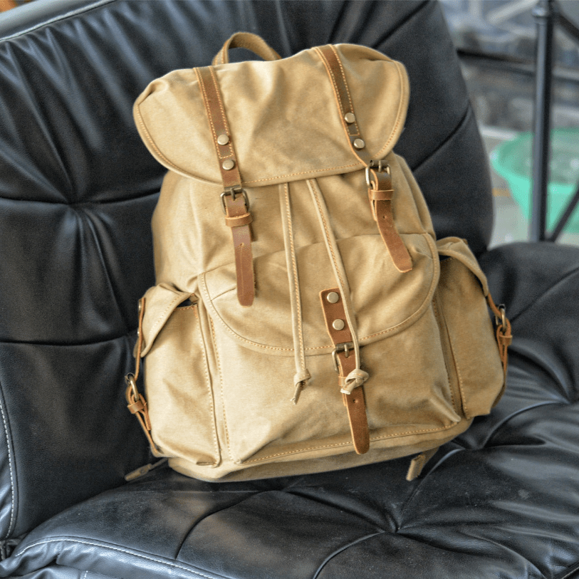 WessPack Military Canvas Backpack Rugged Travel Rucksack