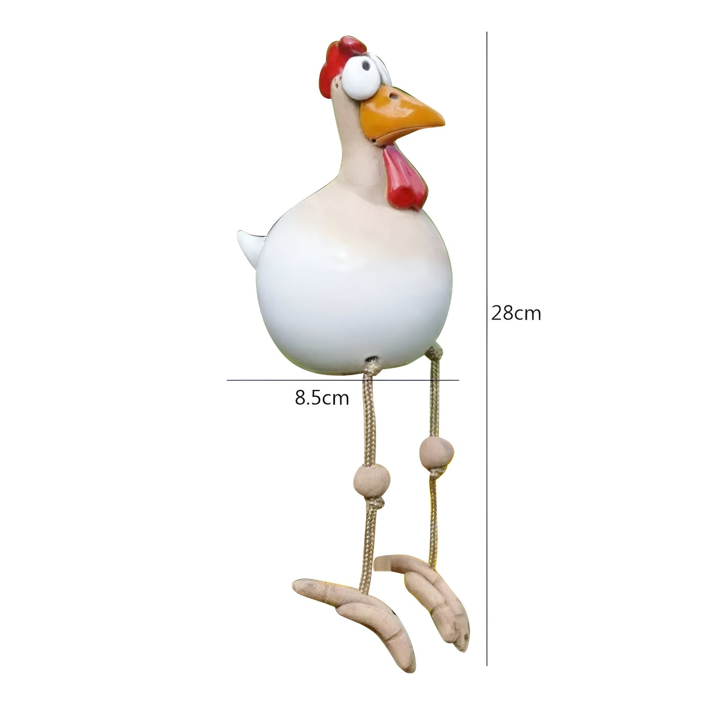 Whimsical Big Eyed Rooster Garden Statue with Weatherproof Design