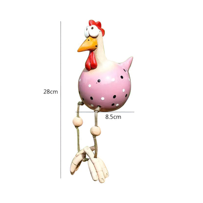Whimsical Big Eyed Rooster Garden Statue with Weatherproof Design