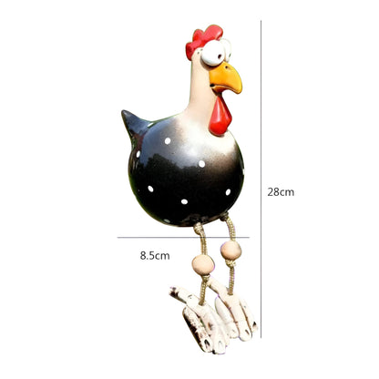 Whimsical Big Eyed Rooster Garden Statue with Weatherproof Design