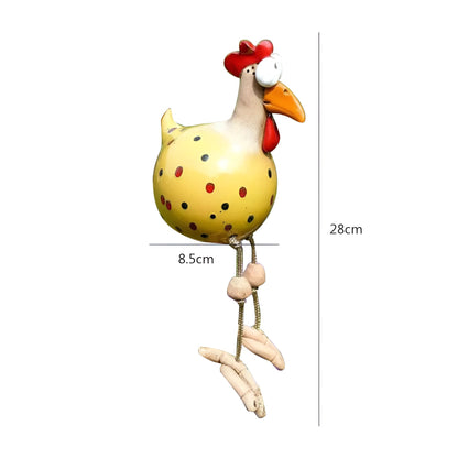 Whimsical Big Eyed Rooster Garden Statue with Weatherproof Design