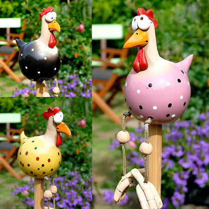 Whimsical Big Eyed Rooster Garden Statue with Weatherproof Design