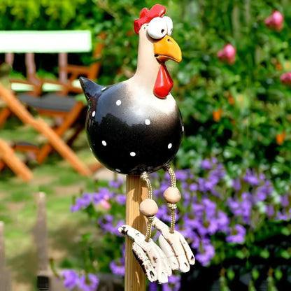 Whimsical Big Eyed Rooster Garden Statue with Weatherproof Design