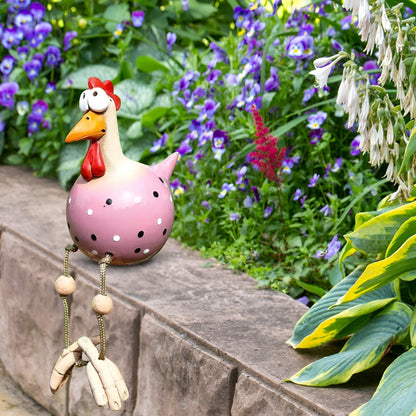 Whimsical Big Eyed Rooster Garden Statue with Weatherproof Design