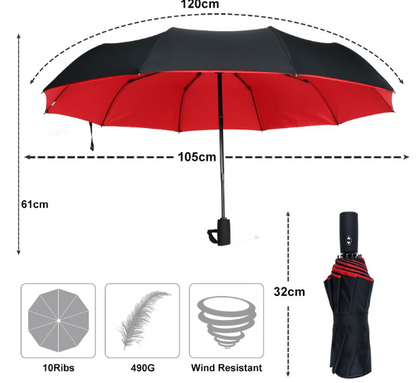 Windproof Storm Umbrella Compact Lightweight Auto Open Travel Umbrella