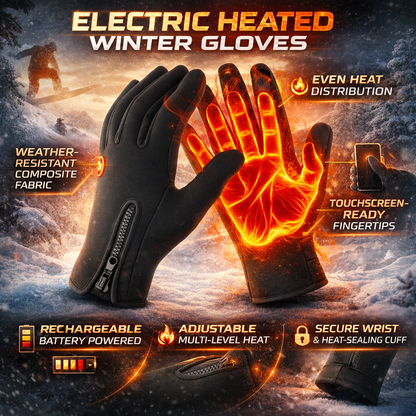 Beheizbare Winterhandschuhe, Thermo-Handschuhe mit Touchscreen-Funktion für draußen, verstellbar