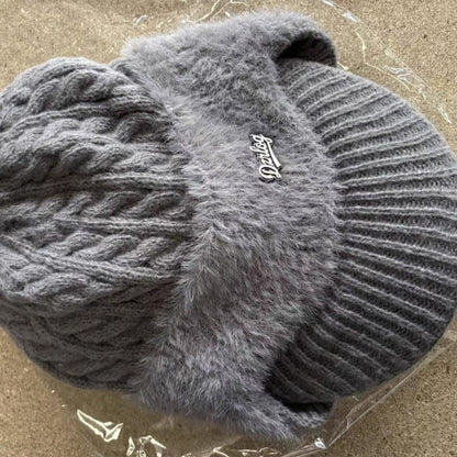 Bonnet d’hiver de trappeur en tricot avec couvre-oreilles et visière, protection contre le froid