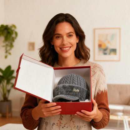 Bonnet d’hiver de trappeur en tricot avec couvre-oreilles et visière, protection contre le froid