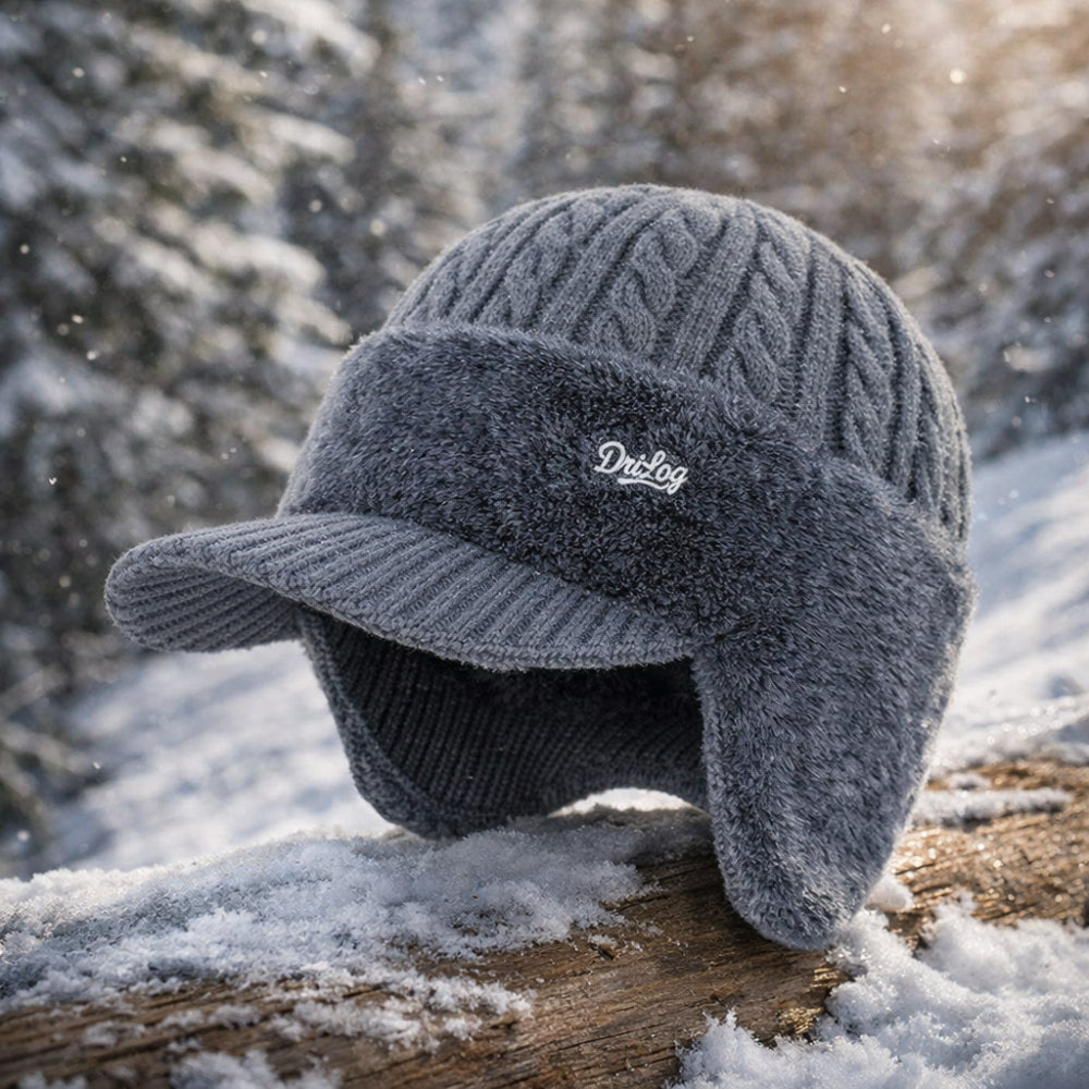 Bonnet d’hiver de trappeur en tricot avec couvre-oreilles et visière, protection contre le froid