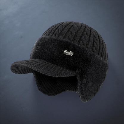Bonnet d’hiver de trappeur en tricot avec couvre-oreilles et visière, protection contre le froid