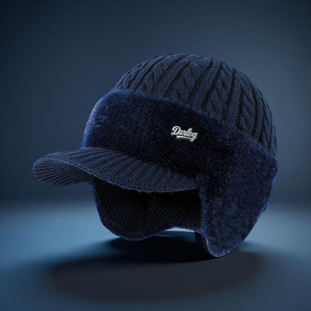 Bonnet d’hiver de trappeur en tricot avec couvre-oreilles et visière, protection contre le froid