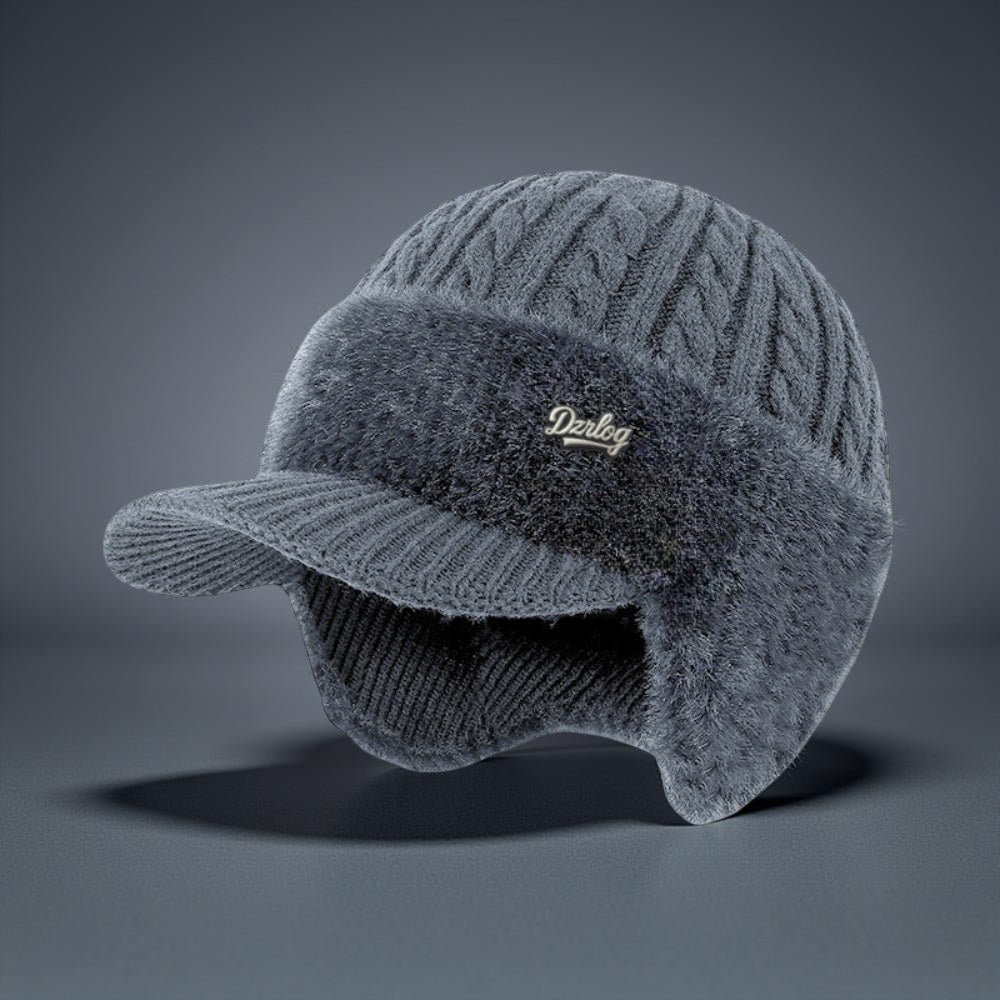 Bonnet d’hiver de trappeur en tricot avec couvre-oreilles et visière, protection contre le froid