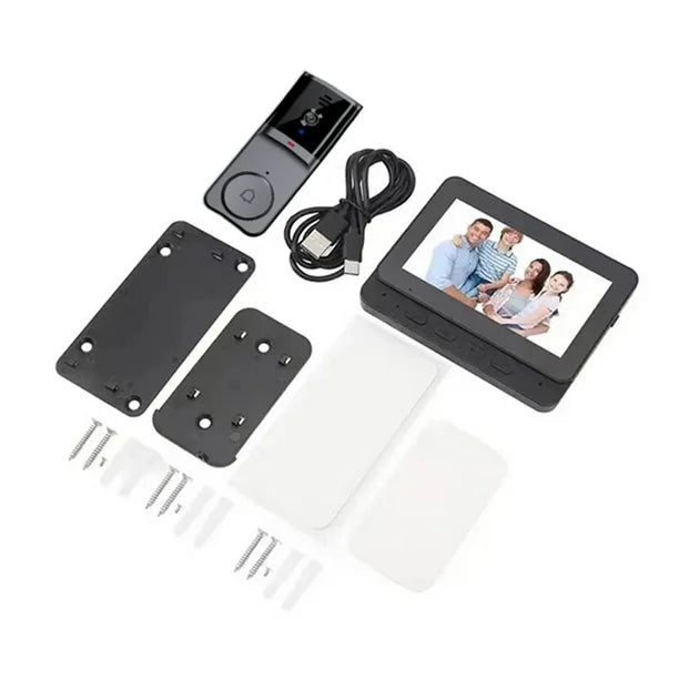 Wireless HD Doorbell Camera with 4.3 Inch IPS Display and Rechargeable Battery