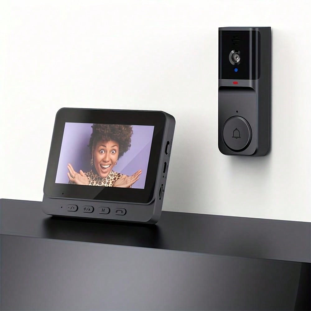 Wireless HD Doorbell Camera with 4.3 Inch IPS Display and Rechargeable Battery
